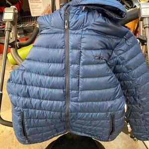 Outdoor Research Men’s Transcendent Down Jacket Hoodie Size Large Navy